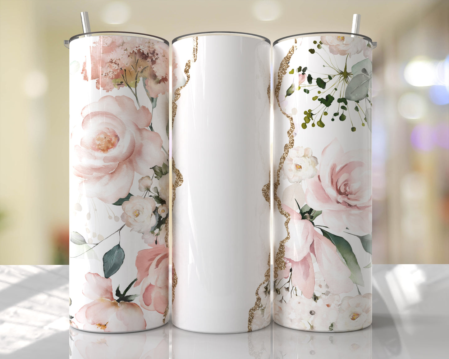 Personalised Soft Floral Tumbler - 20oz