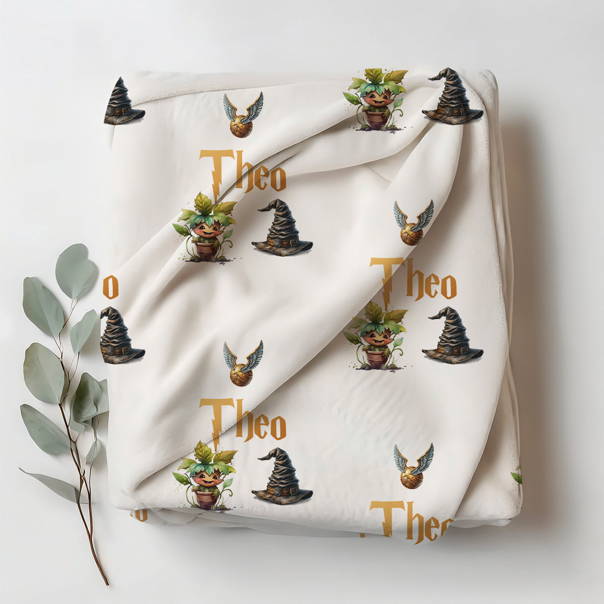 Baby Receiving Blanket - Custom Name Harry Potter Mandrake