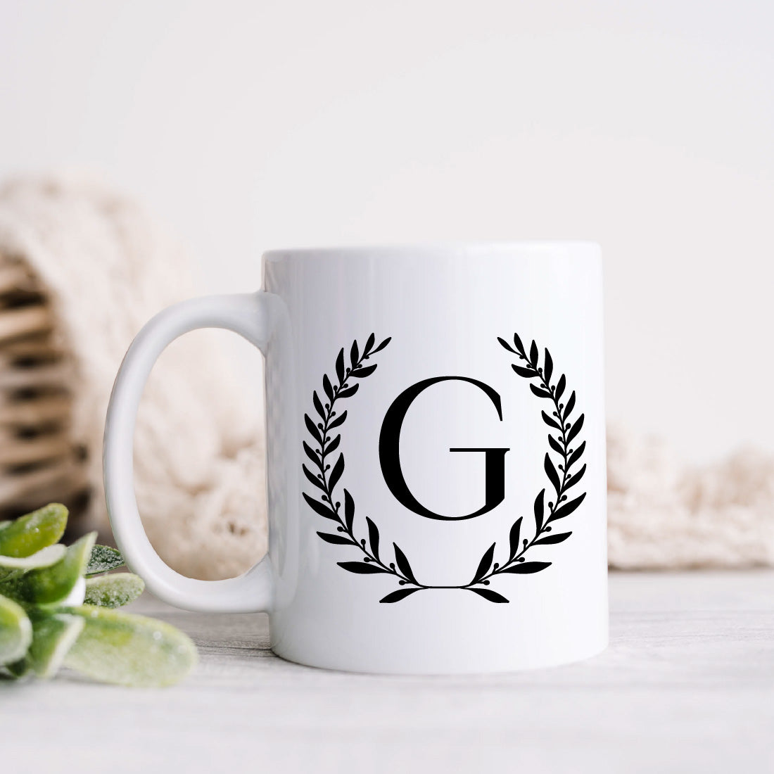 Personalised Initial Coffee Mug - Wreath