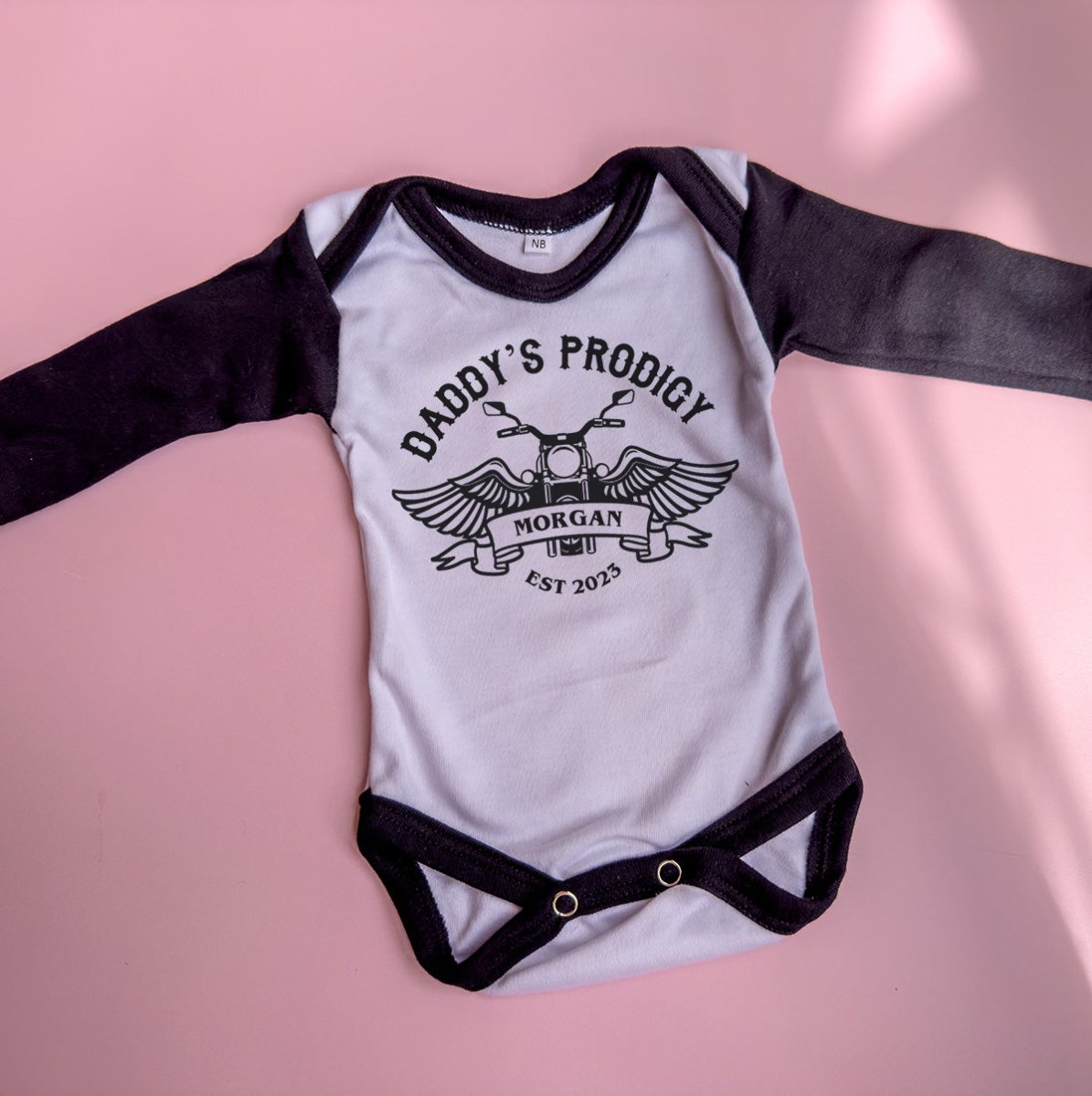 Biker Prodigy Custom Baby Onesie - La Luna Studio - Bespoke Personalised Gifting