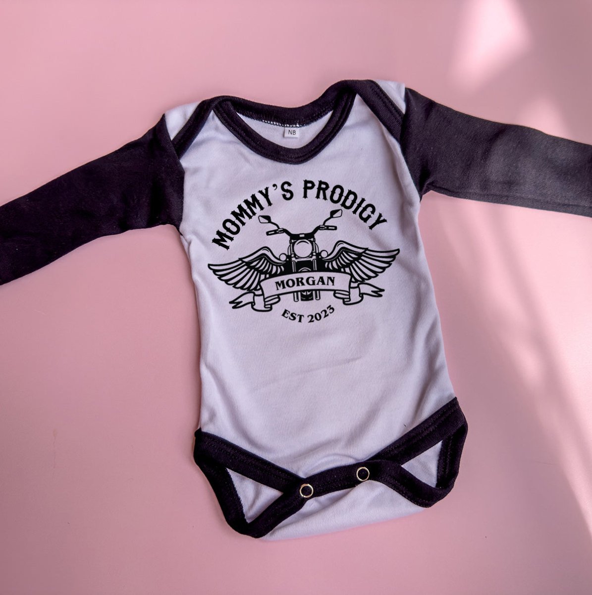 Biker Prodigy Custom Baby Onesie - La Luna Studio - Bespoke Personalised Gifting