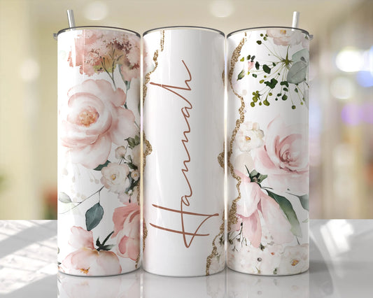 Personalised Soft Floral Tumbler - 20oz