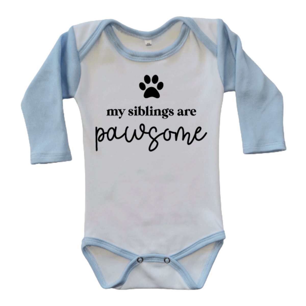 My siblings are pawsome long-sleeve baby onesie - La Luna Studio - Bespoke Personalised Gifting