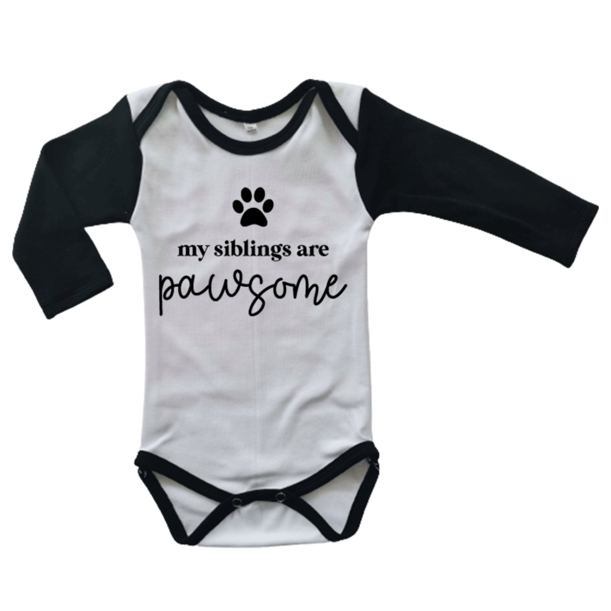 My siblings are pawsome long-sleeve baby onesie - La Luna Studio - Bespoke Personalised Gifting