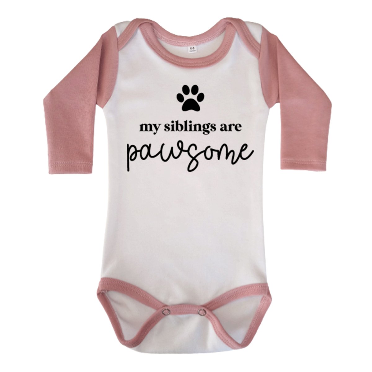 My siblings are pawsome long-sleeve baby onesie - La Luna Studio - Bespoke Personalised Gifting