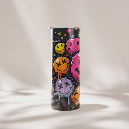 Printed Skinny 20oz Tumbler - Smiley Face