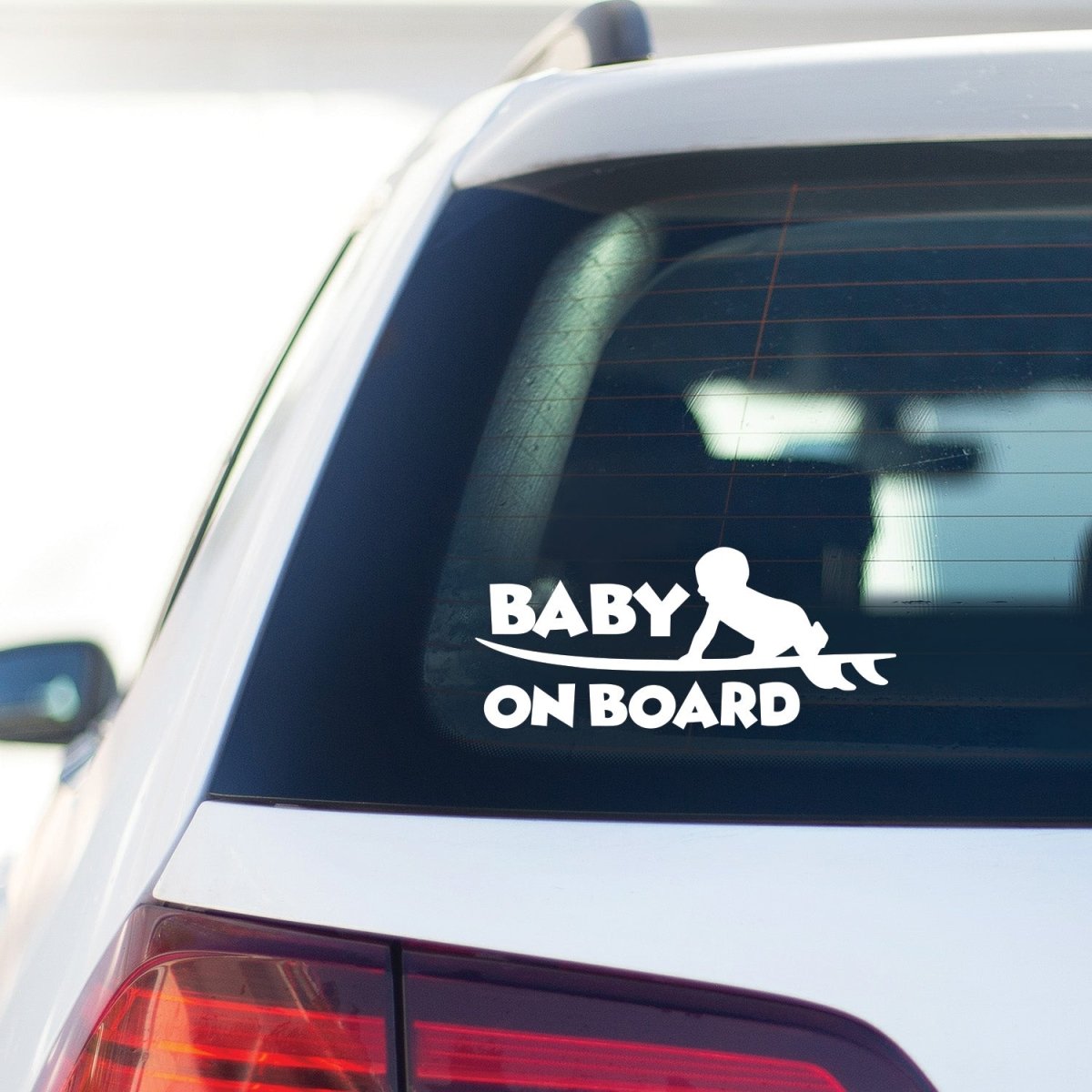 Surfer Baby On Board Decal - La Luna Studio - Bespoke Personalised Gifting